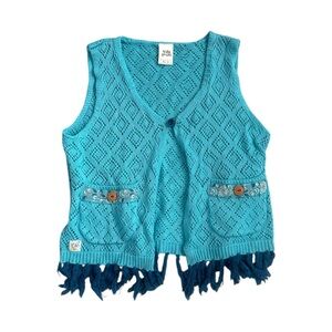 Wildflowers Blue Fringe Vest